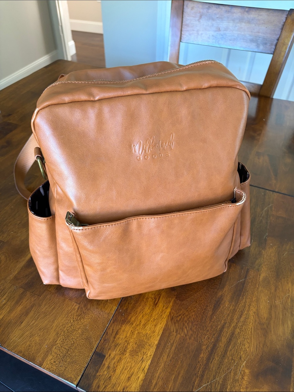 Kids Tan Faux Leather Backpack - Compact Everyday Bag
